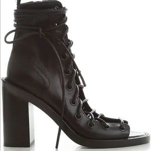 Ann Demeulemeester Lace-up, black leather sandal sz 41